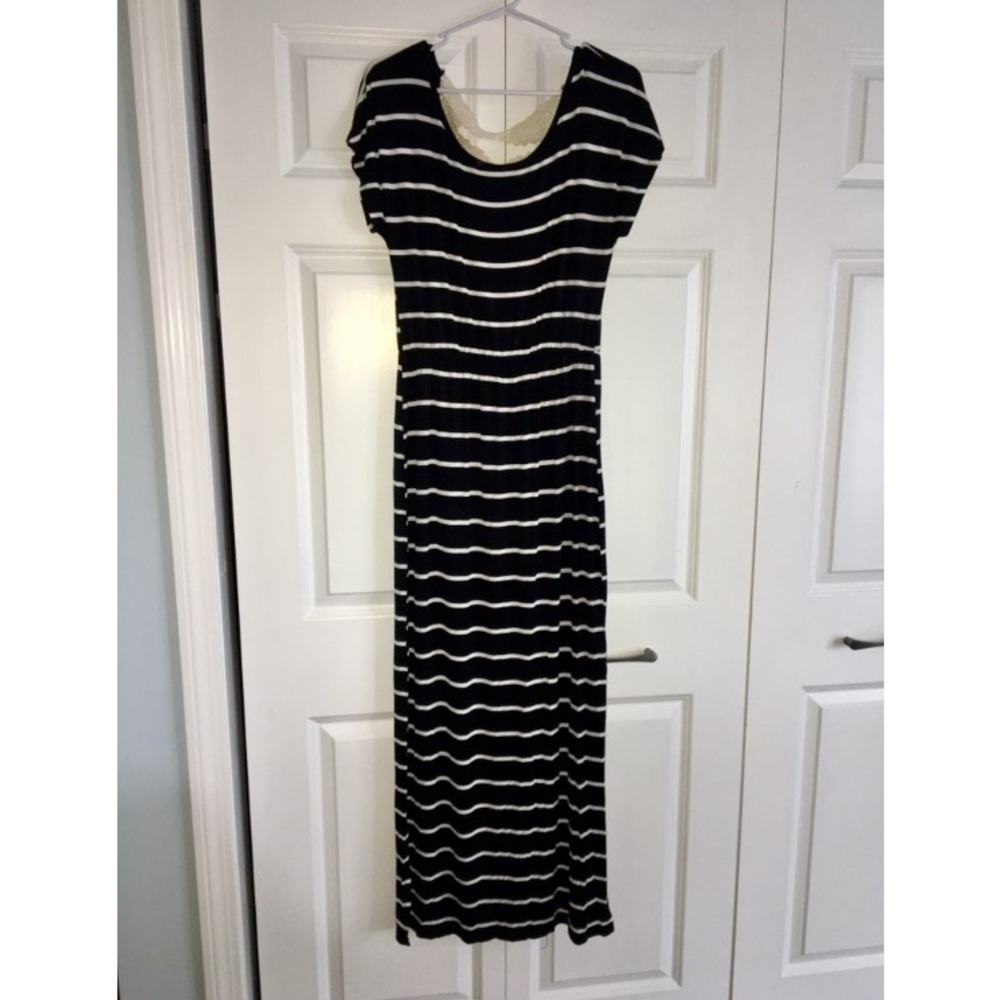 Striped Maxi Dress with Open Back
